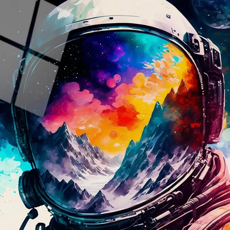Cuadro Astronauta Futurista Planeta Luna Espacio Nasa Arte Marco Negro