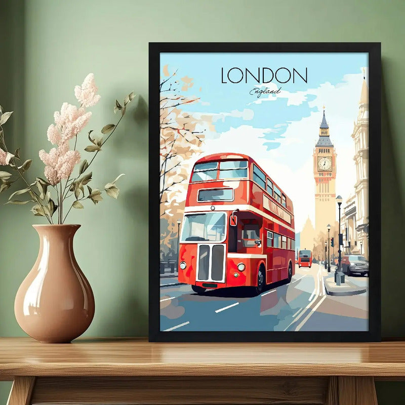 Cuadro Dormitorio Living Londres Big Ben Vintage Ciudad Arte Marco Negro