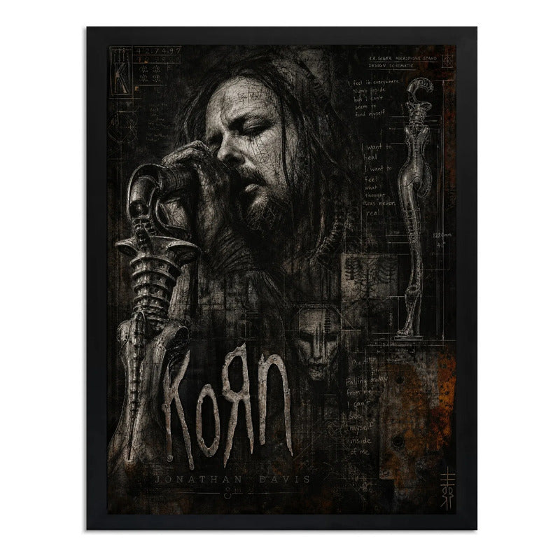 Cuadro Korn Nu Metal Rock Jonathan Davis Musica Arte Marco Negro