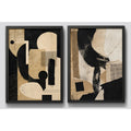 Set 2 Cuadros Boho Arte Abstracto Texturas Living 53x43cm Marco Negro