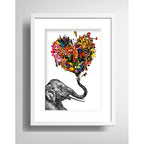 Cuadro Elefante Flores Del Amor Decoracion Con Paspartú