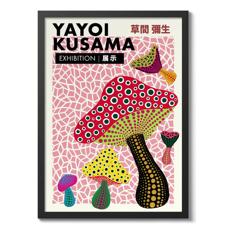 Cuadro Yayoi Kusama Minimalista Arte Con Marco Y Vidrio Yayoi Kusama 4 Negro