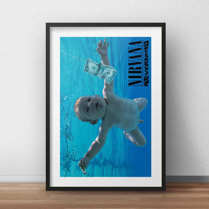 Cuadro Nirvana Nevermind Album Rock Musica Con Paspartú Marco Negro