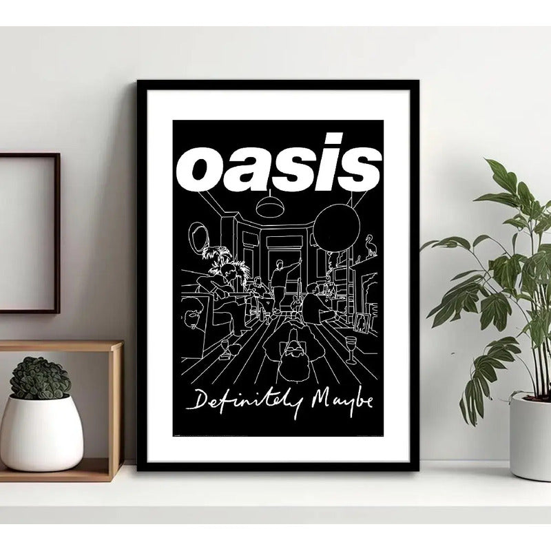 Cuadro Oasis Definitely Maybe Rock Arte Musica Decoracion Marco Negro