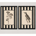 Set 2 Cuadros Living Dormitorio Hojas Aves Tonos Neutros Br2 Marco Negro