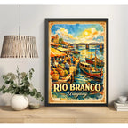 Cuadro Rio Branco Frontera Brasil Yaguarón Retro Uruguay Marco Negro