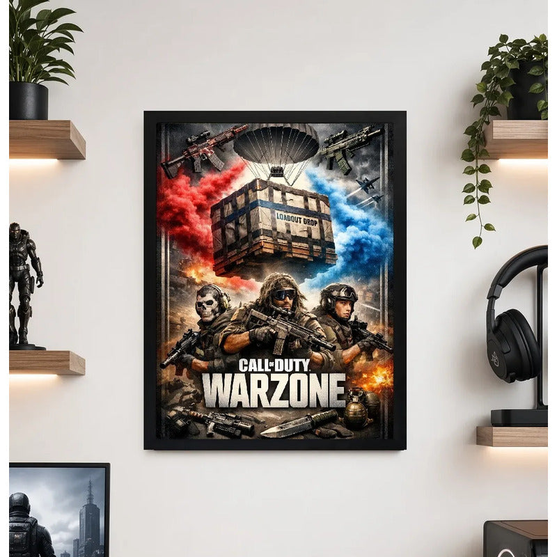 Cuadro Call Of Duty Warzone Videojuego Playstation Game Arte Marco Negro