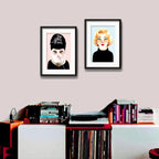 Set 2 Cuadros Gatas Marilyn Monroe Audrey Hepburn Paspartu