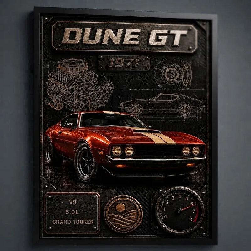 Cuadro Ford Mustang Mach 1 Clasico Arte 3d Auto Decoracion Marco Negro