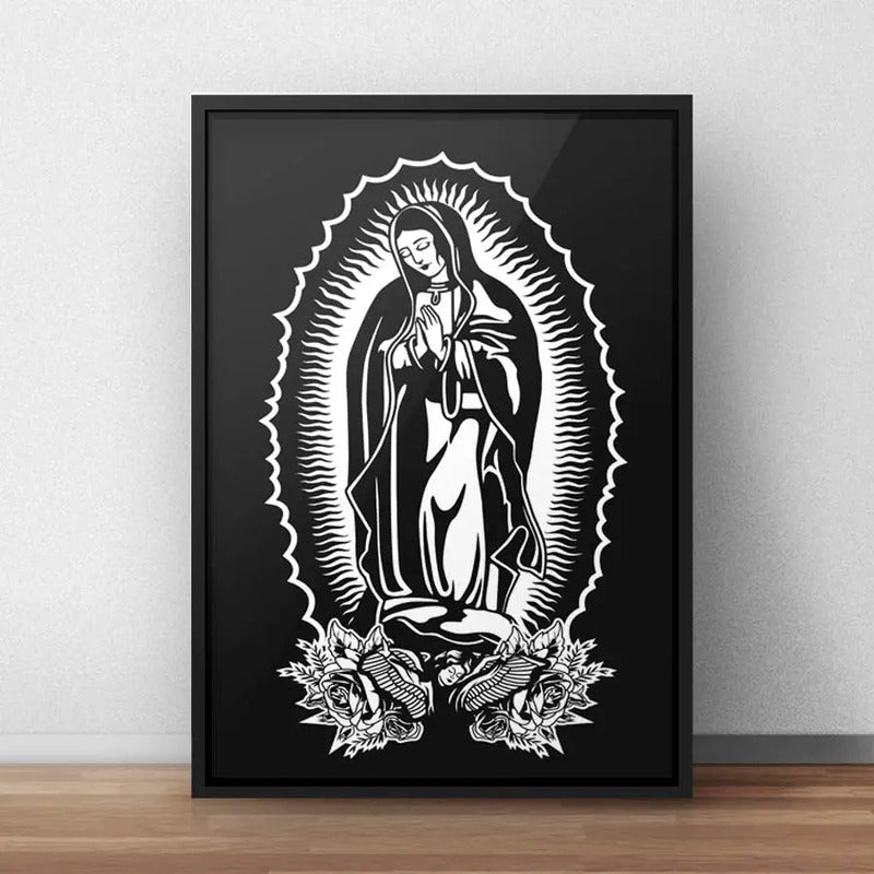 Cuadro Virgen De Guadalupe Blanco Y Negro Tattoo Decoracion