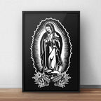 Cuadro Virgen De Guadalupe Blanco Y Negro Tattoo Decoracion