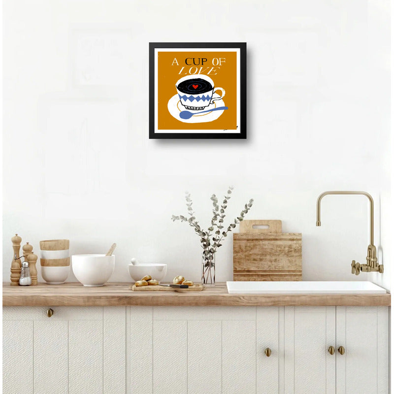 Cuadro Decoracion Living Comedor Cocina Frase Cafe Pop Art A Cup Of Love Negro