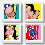 Set 4 Cuadros Mujer Maravilla Fashion Baño Superhéroe Comics