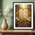 Cuadro Arte Judaico Shavuot Judio Tablas Éxodo 24:7 Torá Marco Negro
