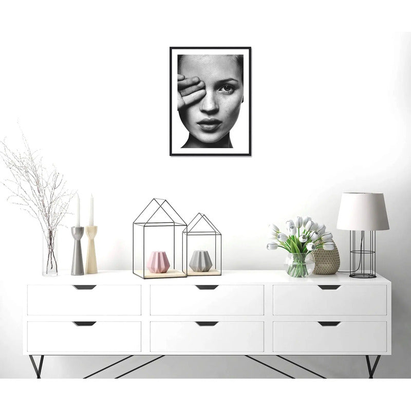 Cuadro Kate Moss Modelo Fashion Moda Blanco Negro Decoracion Kate Moss Hand Over Eye Negro