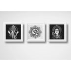 Set 3 Cuadros Hindu Ganesha Om Shiva Lotus Yoga Meditacion