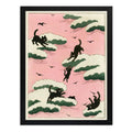 Cuadro Para Dormitorio Gatos En Nubes Rosa Suave Decoracion Marco Negro