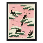 Cuadro Para Dormitorio Gatos En Nubes Rosa Suave Decoracion Marco Negro
