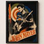 Cuadro John Mayer Estilo Psicodélico Rock Pop Guitarrista Marco Negro