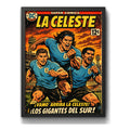 Cuadro La Celeste Comics Uruguay Fútbol Jugadores Deporte Marco Negro