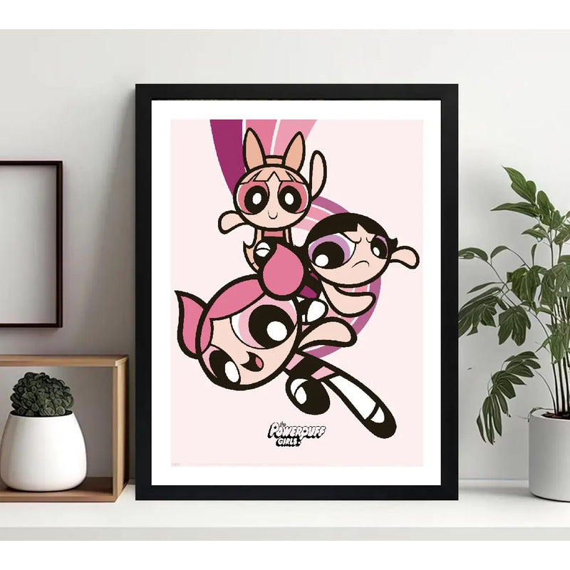 Cuadro Las Chicas Superpoderosas Dormitorio Infantil Dibujo Marco Negro