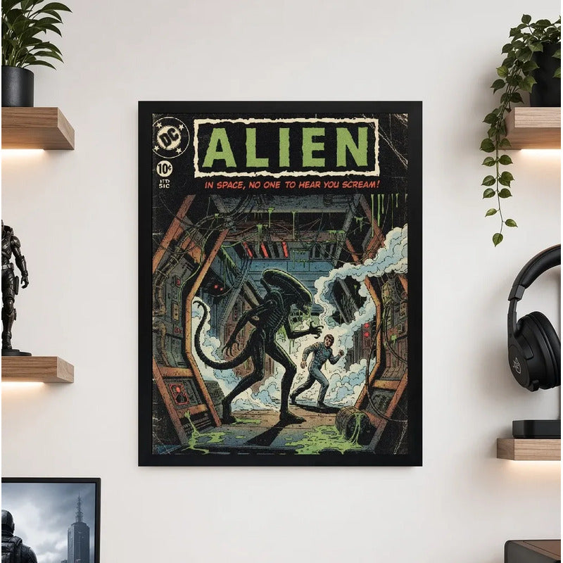 Cuadro Alien Comics El Octavo Pasajero Película Arte Retro Marco Negro