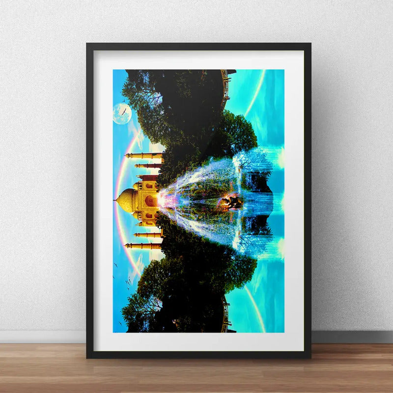 Cuadro Taj Mahal India Maravilla Del Mundo Arte Con Paspartú Marco Negro