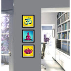 Set 3 Cuadros Buda Pop Art Zen Lotus Om Yoga Meditacion