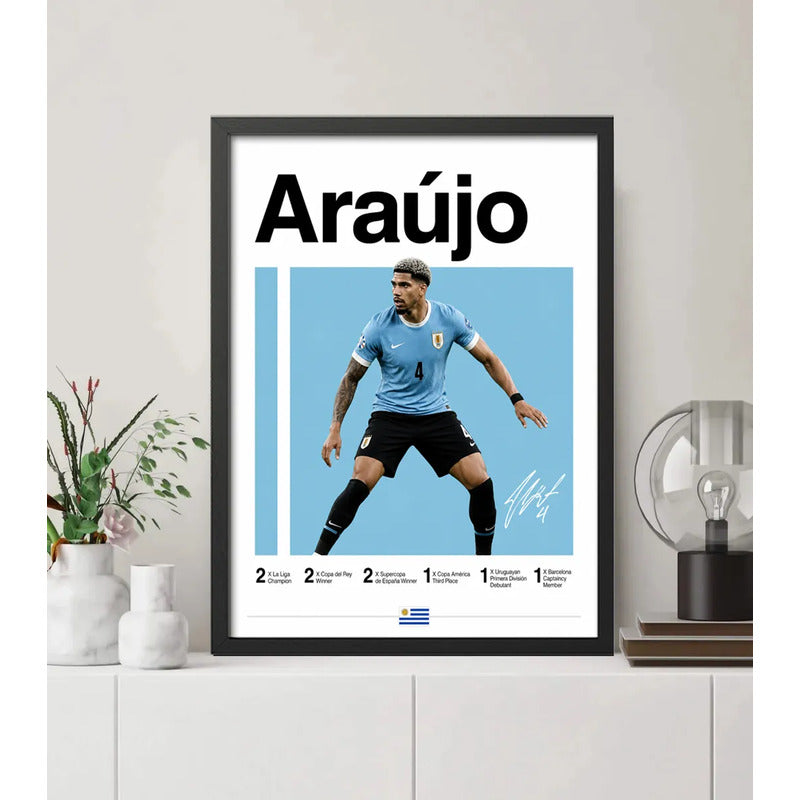 Cuadro Araújo Jugador Fútbol Logros Signature Club Deportes Marco Negro
