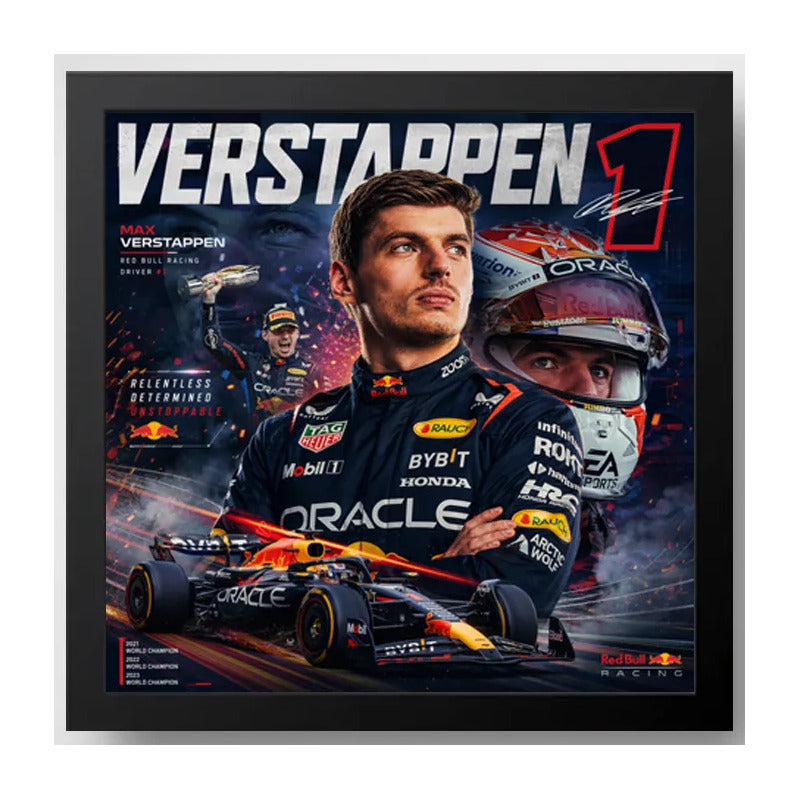 Cuadro Max Verstappen Formula 1 Red Bull Team Auto Coleccion Marco Negro