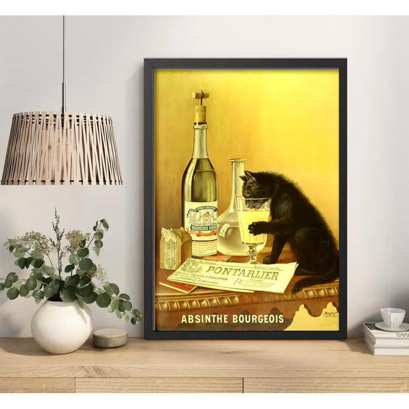 Cuadro Absinthe Bourgeois Drink Retro Bebida Cocina Bar Pub Marco Negro