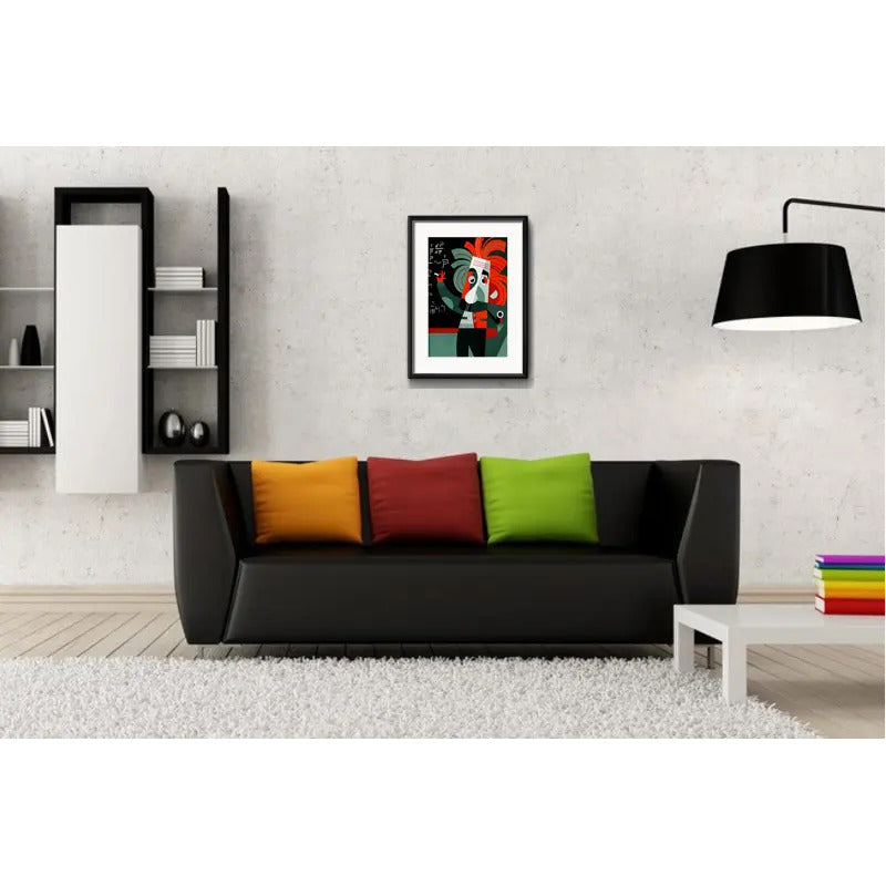 Cuadro Albert Einstein Minimalista Arte Decoracion Paspartú Marco Negro