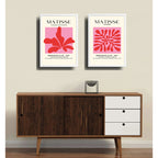 Set 2 Cuadros Dormitorio Living Matisse Tonos Rosa Pink Marco Blanco