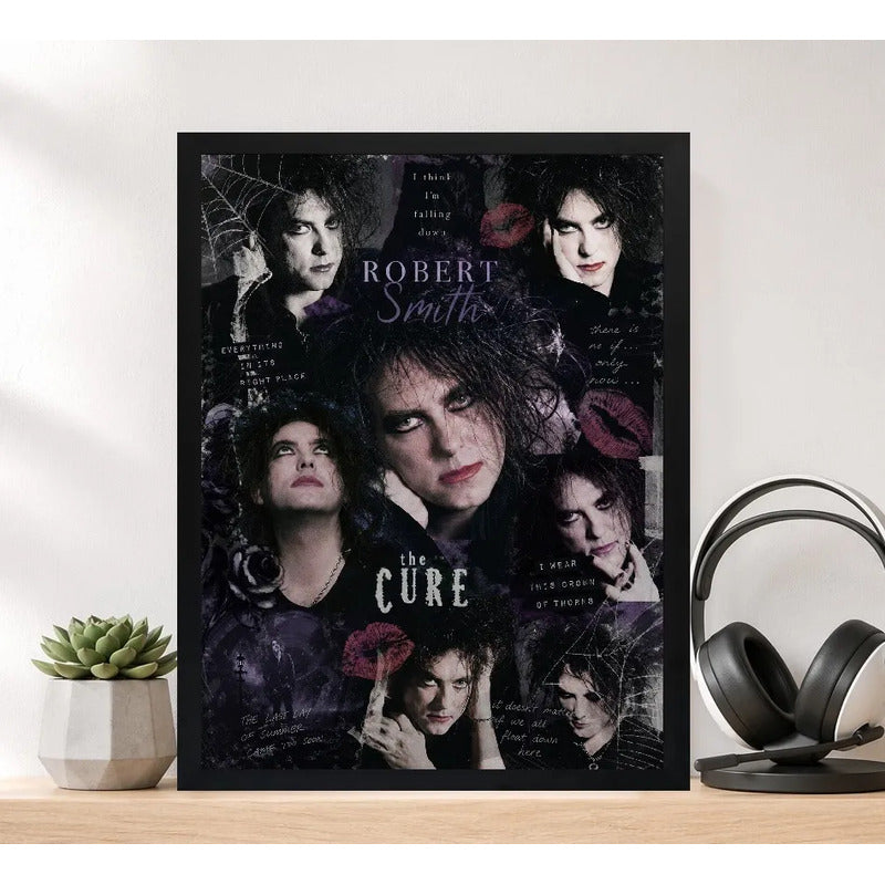 Cuadro Robert Smith The Cure Rock Post Punk Arte Vintage Marco Negro
