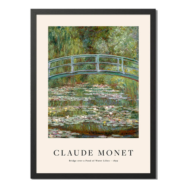 Cuadro Dormitorio Living Claude Monet Los Nenúfares Flores Marco Negro
