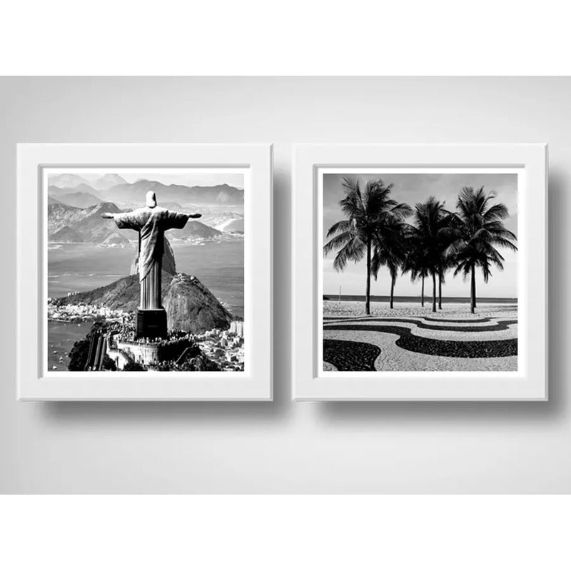 Set 2 Cuadros Rio De Janeiro Cristo Redentor Copacabana