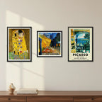Set 3 Cuadros Para Living Cocina Estudio Famous Artists Gustav Klimt Van Gogh Picasso Con Marco Negro