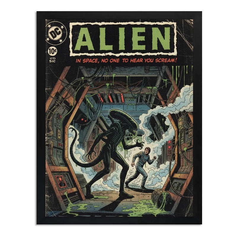 Cuadro Alien Comics El Octavo Pasajero Película Arte Retro Marco Negro