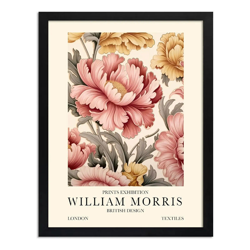 Cuadro Flores Botánicas William Morris Arte Decoracion Marco Negro
