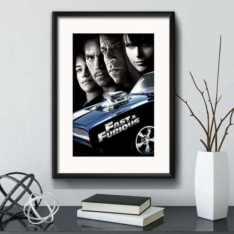 Cuadro Rápidos Furiosos Fast 4 Furious Pelicula Con Paspartú Marco Negro