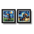 Set 2 Cuadros Perro Van Gogh Dachshund Pet Arte Decoracion