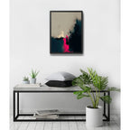 Cuadro Dormitorio Living Boho Abstracto Neón Rosa Beige Marco Negro