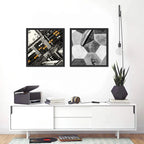 Set 2 Cuadros Arquitectura Moderna Edificio Proyecto 33x33cm Escena Urbana Con Marco Negro