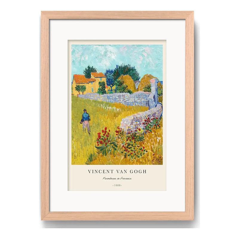 Cuadro Van Gogh Granja Provenza 53x43cm Oak Con Paspartú Marco Marrón Claro