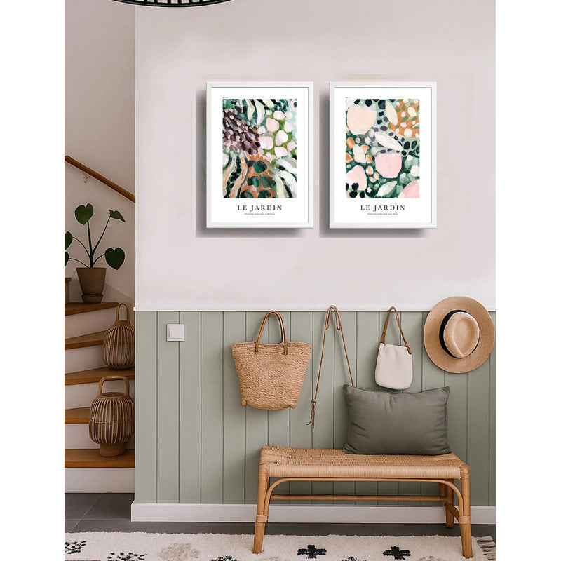 Set 2 Cuadros Dormitorio Living Le Jardin Botanico Paris Marco Blanco