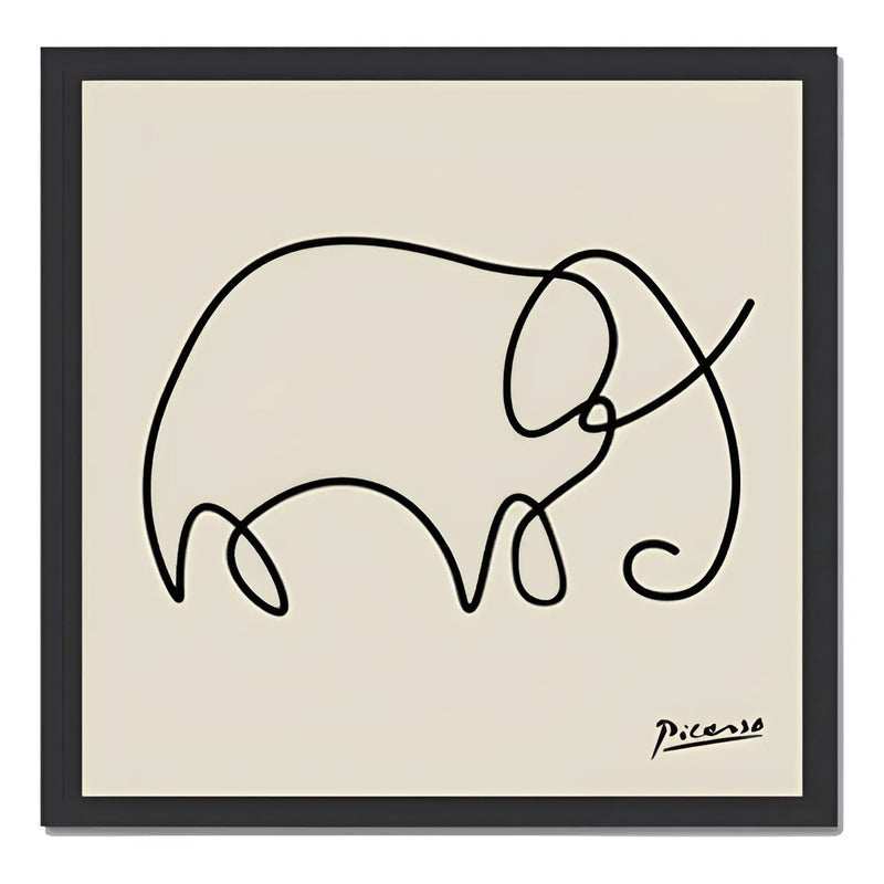 Cuadro Para Living Cocina Estudio Decoracion Moderna Nude Pablo Picasso Elefante Color Beige Con Marco Negro