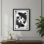 Cuadro Koi Peces Armonía Yin Yang Blanco Y Negro Decoracion Marco Negro