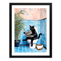 Cuadro Gato Negro Bano Arbol Arte Mascota Decoracion Moderna Marco Negro