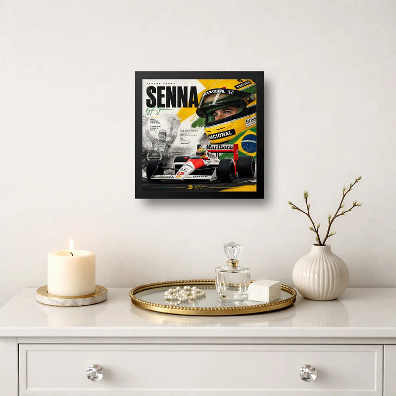 Cuadro Ayrton Senna Formula 1 Mclaren Team Auto Coleccion Marco Negro