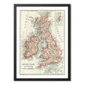Cuadro Mapas Del Mundo Mapamundi Cartografia Vintage Arte Mapa Histórico Islas Británicas 1900 Con Marco Negro